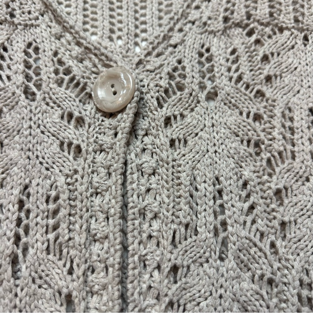 Vintage 2000s dressbarn Crochet Knit Cardigan | Cotton Boho Cottagecore Layering - Picture 6 of 11